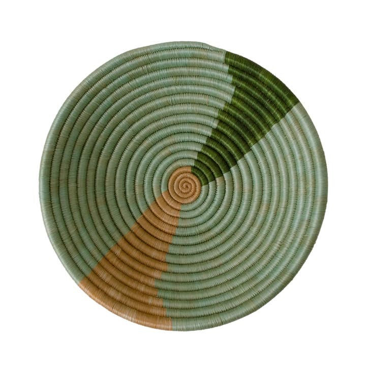 Apricot + Olive Striped Round Basket - 10"