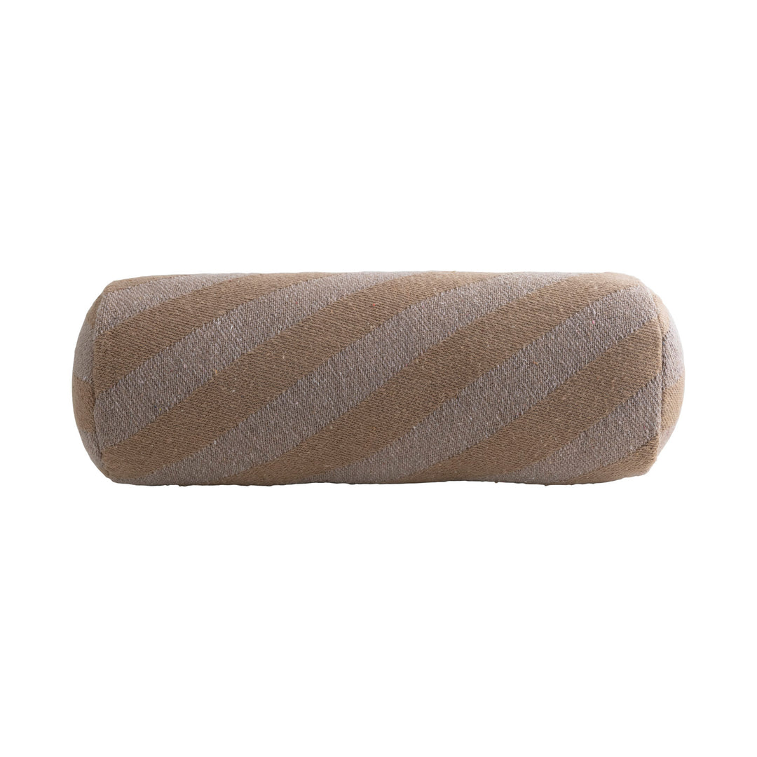Recycled Cotton Blend Bolster Pillow with Woven Stripes