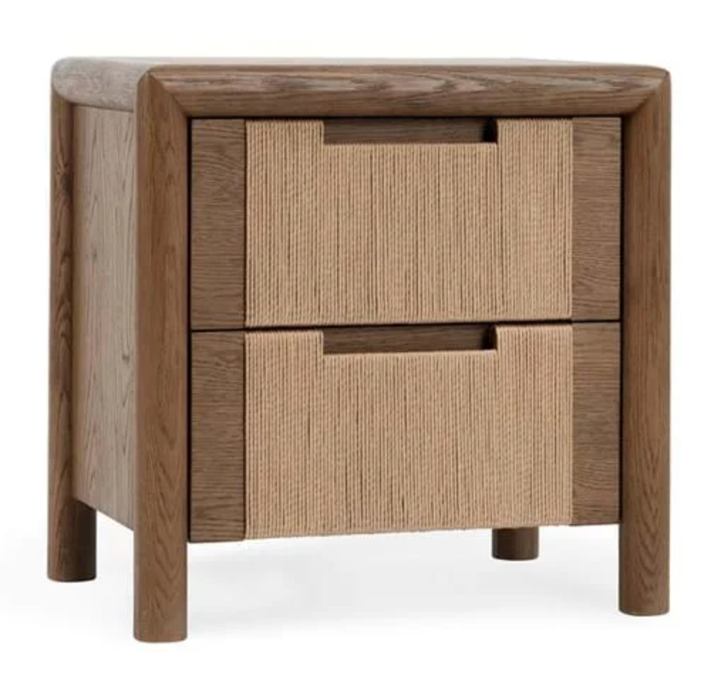 Corda Oak Veneer 2Dwr Nightstand Nut Brown/Natural