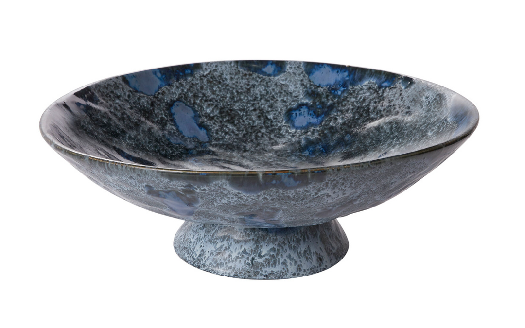 Blue Reactive Stoneware Serving Bowl