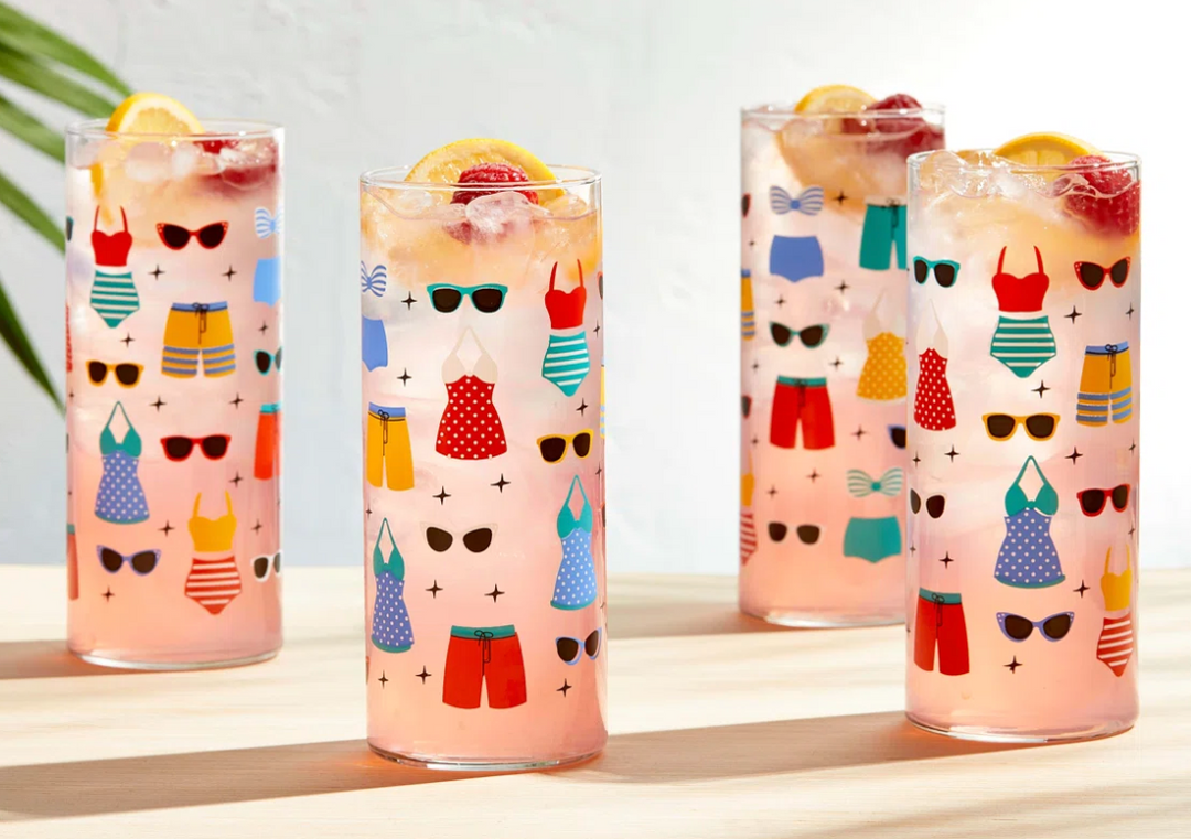 Vintage Swimsuits Cooler Glasses, 16-ounce