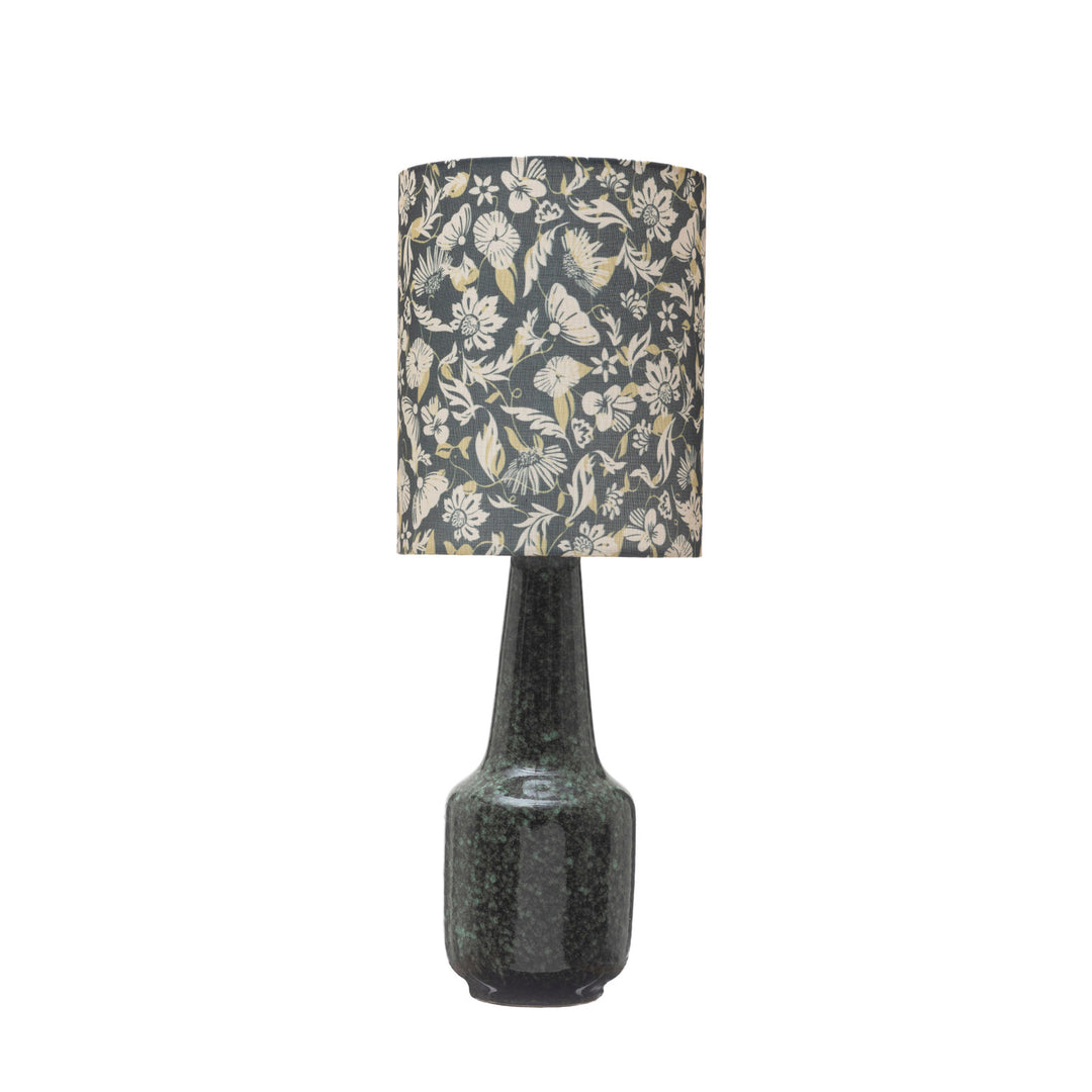 Stoneware Table Lamp + Floral Shade