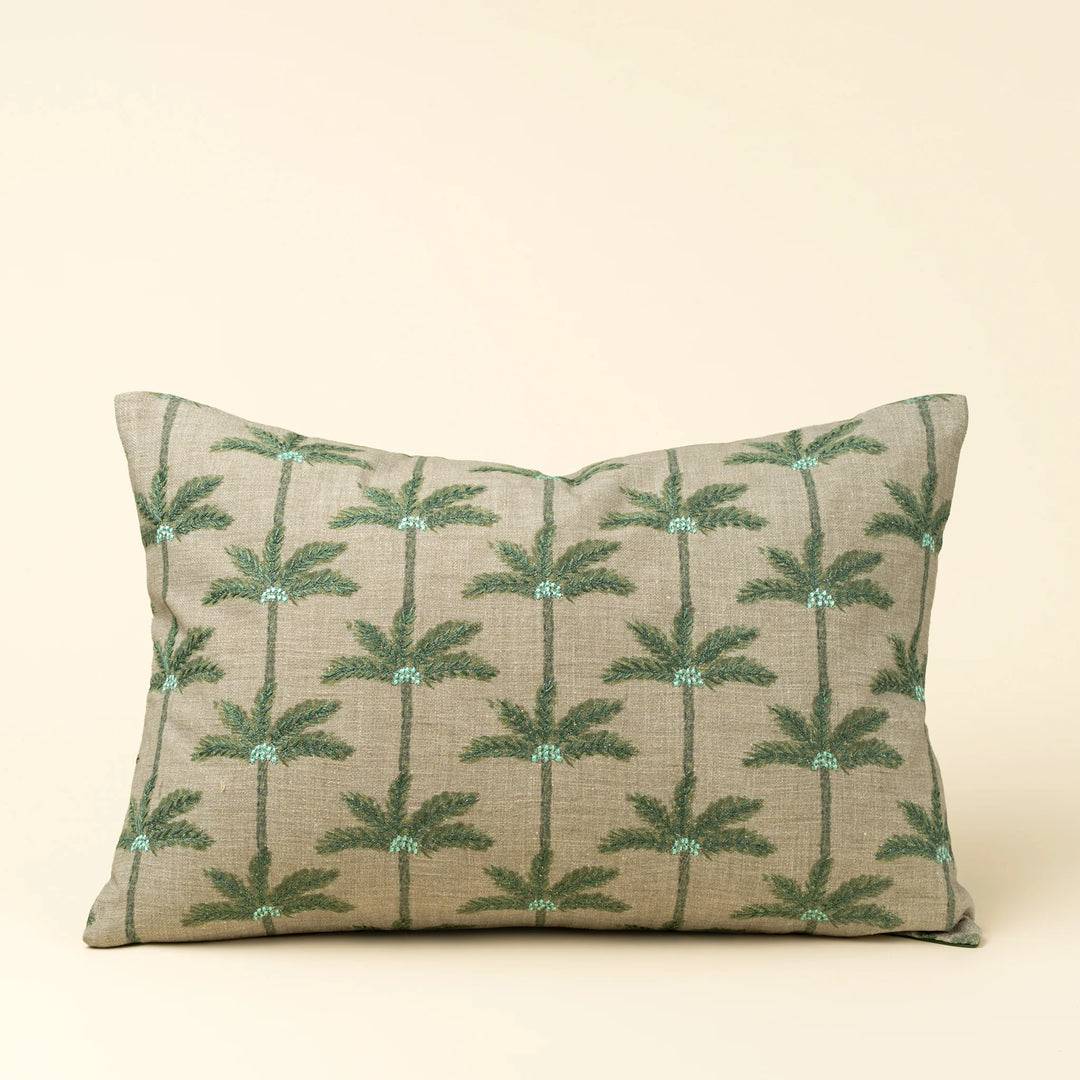Embroidered Palms Pillow