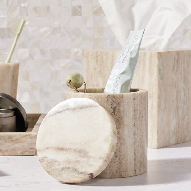 Athlone Canister, beige marble