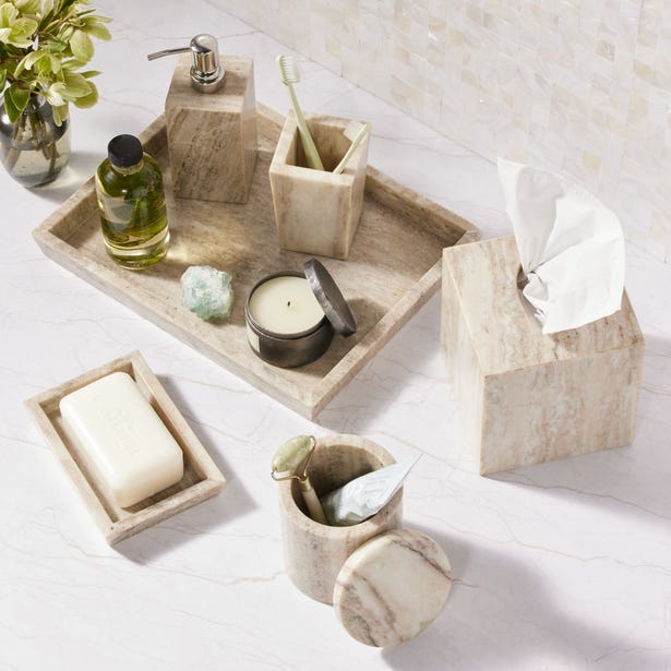 Athlone Canister, beige marble