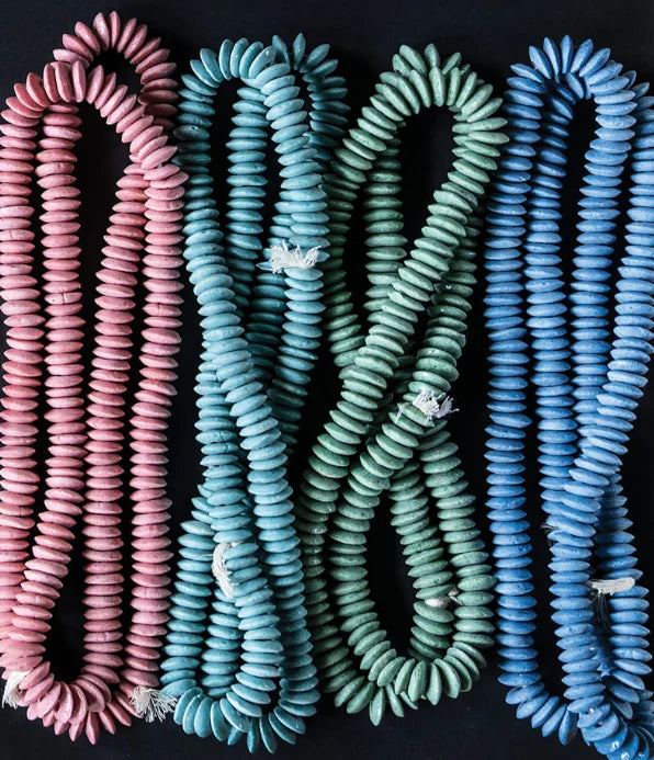 Mixed Ashanti and Glass Disk Beads