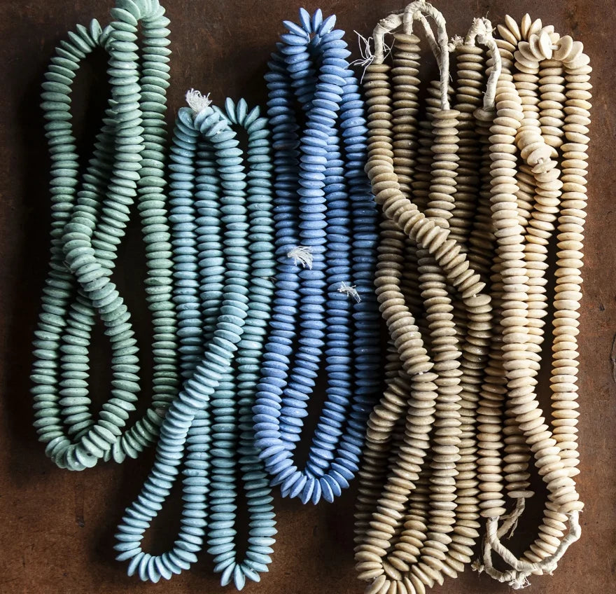Mixed Ashanti and Glass Disk Beads