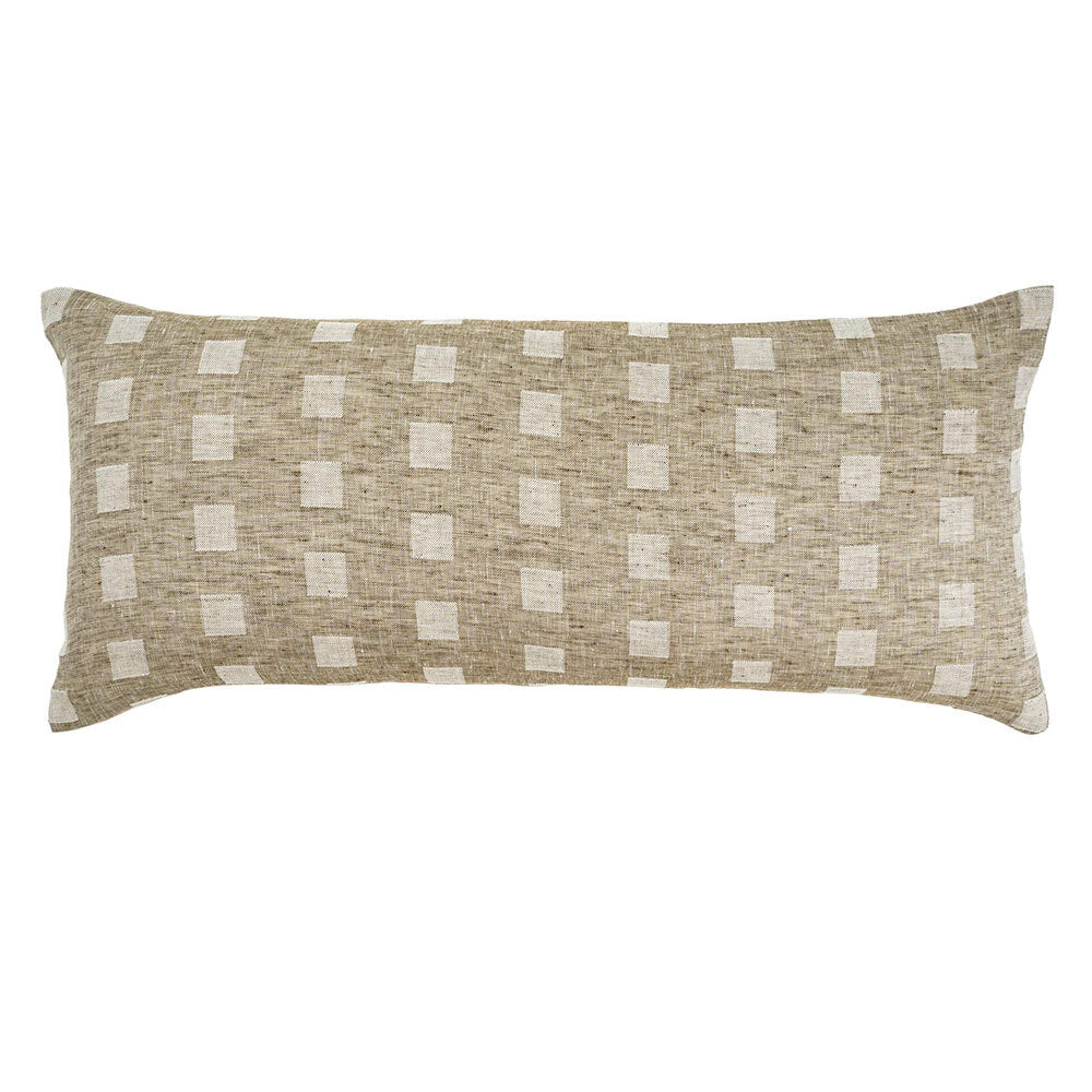 Handmade Check Linen Pillow, Natural 14x31