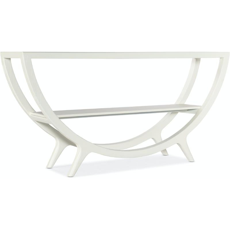 Midcentury Modern Glass top White Console Table