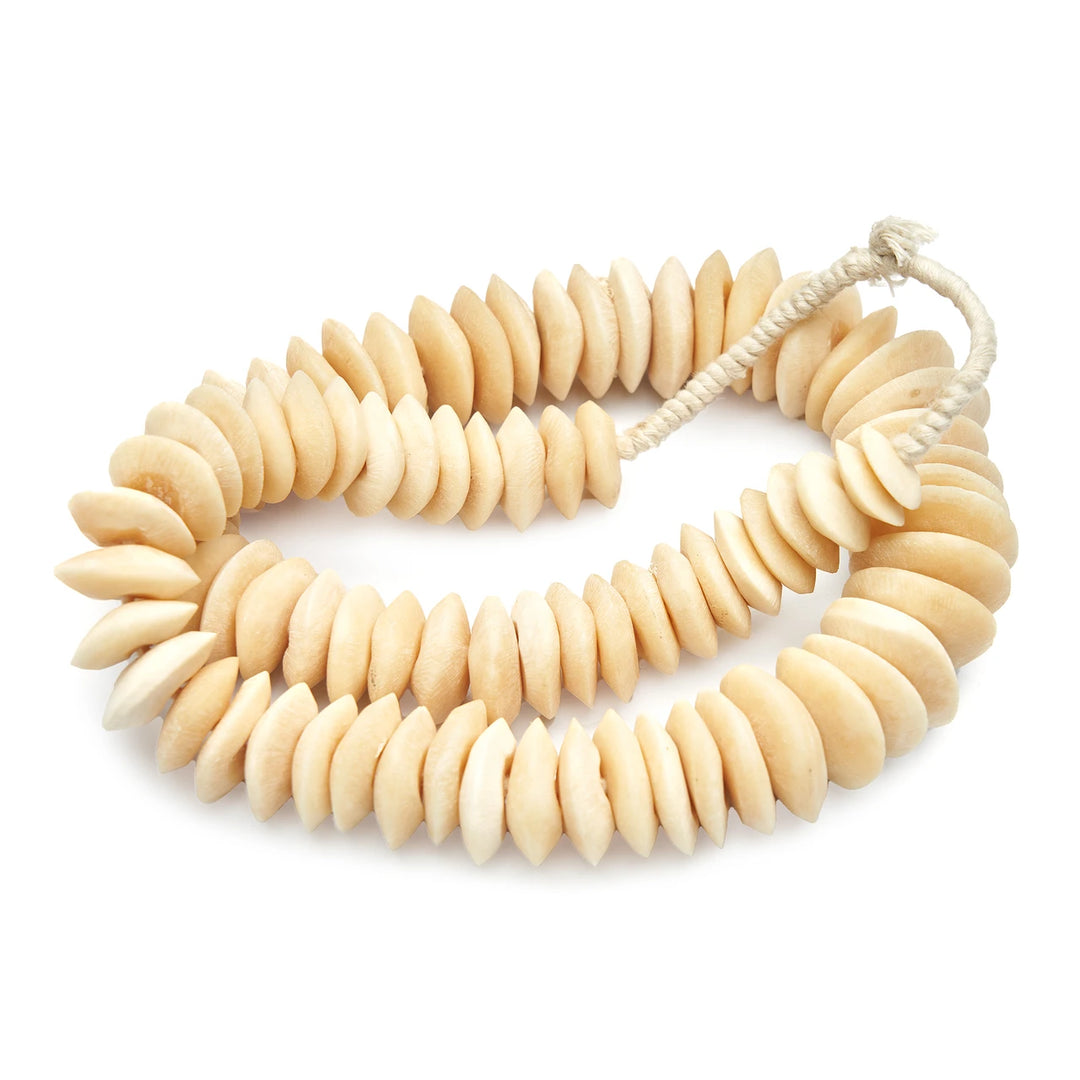 Africa Bone Bead Flat Conical 15" Necklace Chain