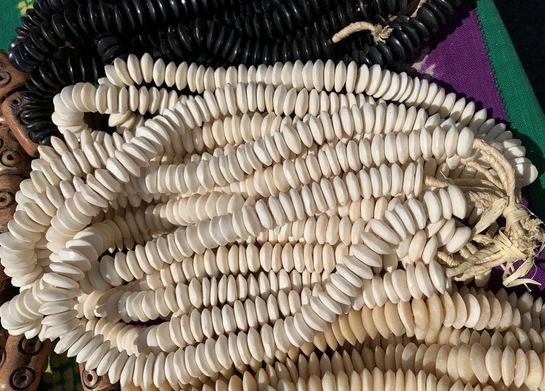 Africa Bone Bead Flat Conical 15" Necklace Chain