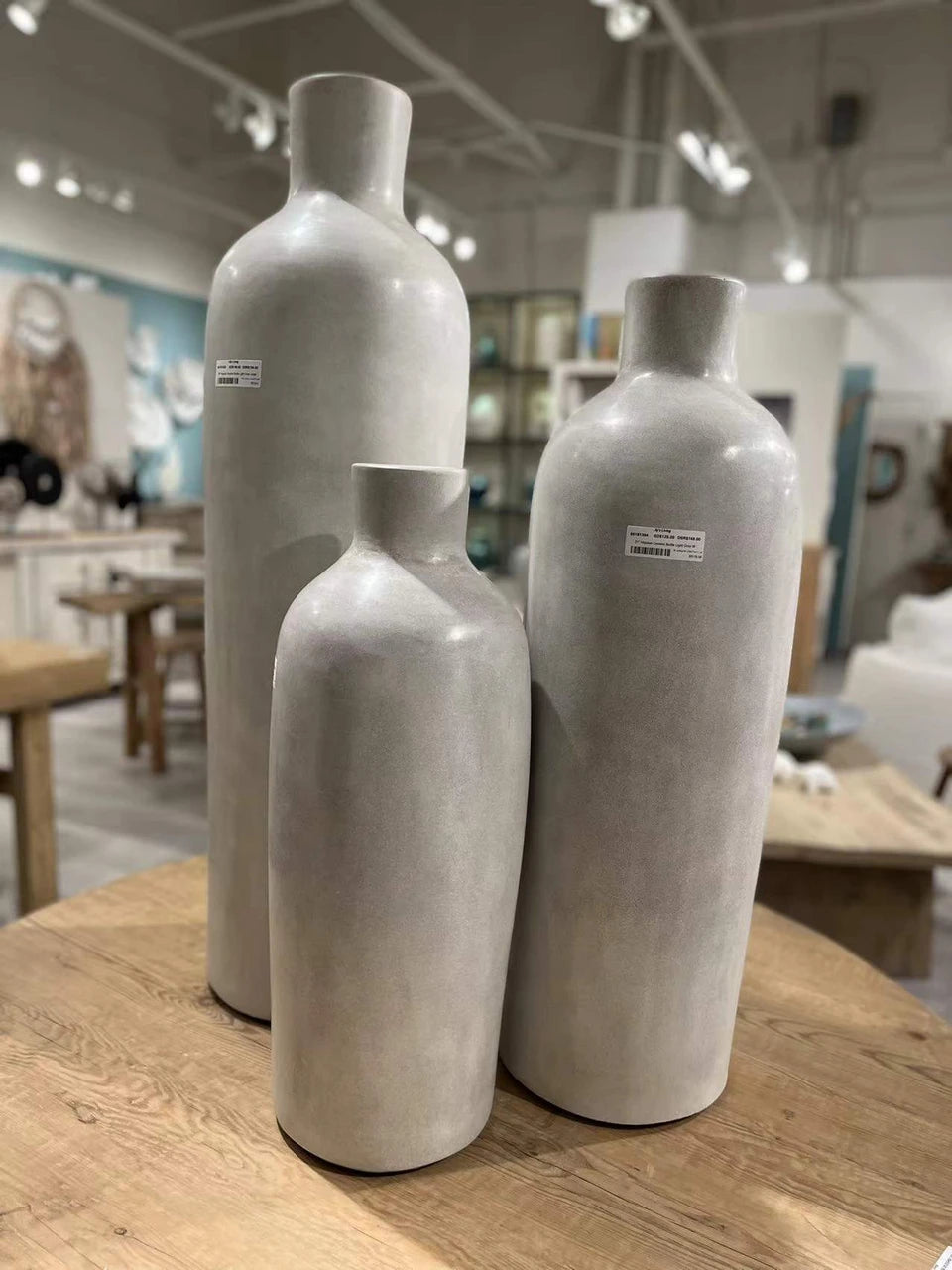39" Hopson Cement Light Gray Bottle Vase