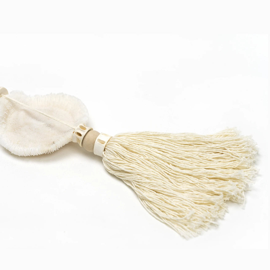 Natural Wood Tassel with Coral 26" Long