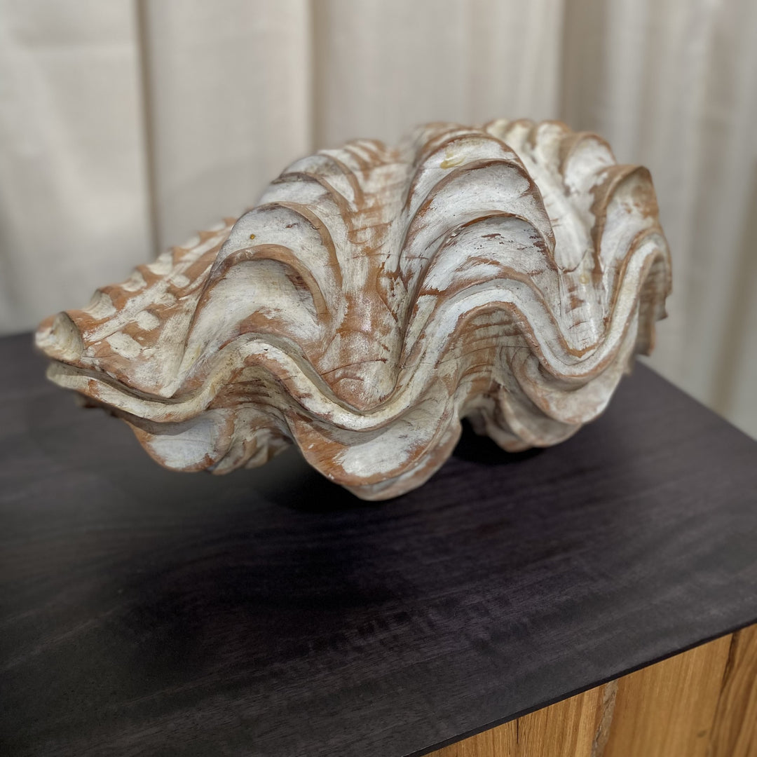 Decorative Wood Carved Clam Shell