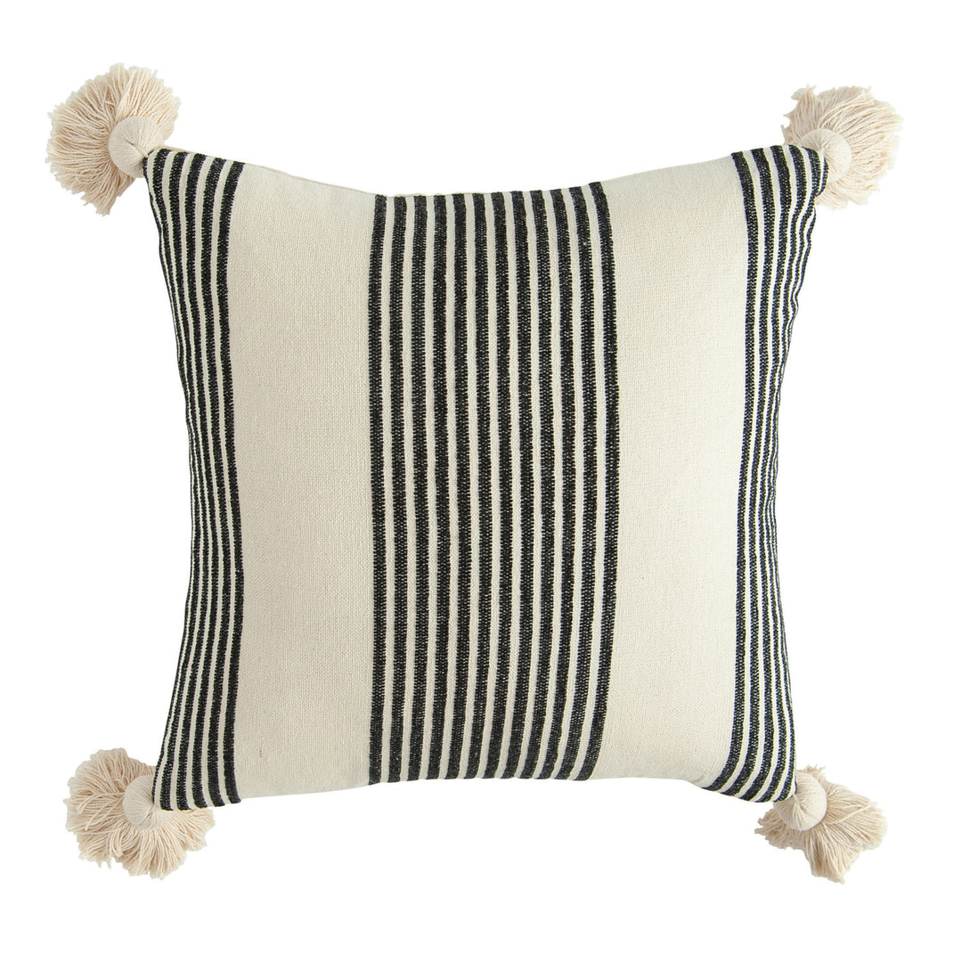 Cotton + Chenille Woven Striped Pillow with Tassels