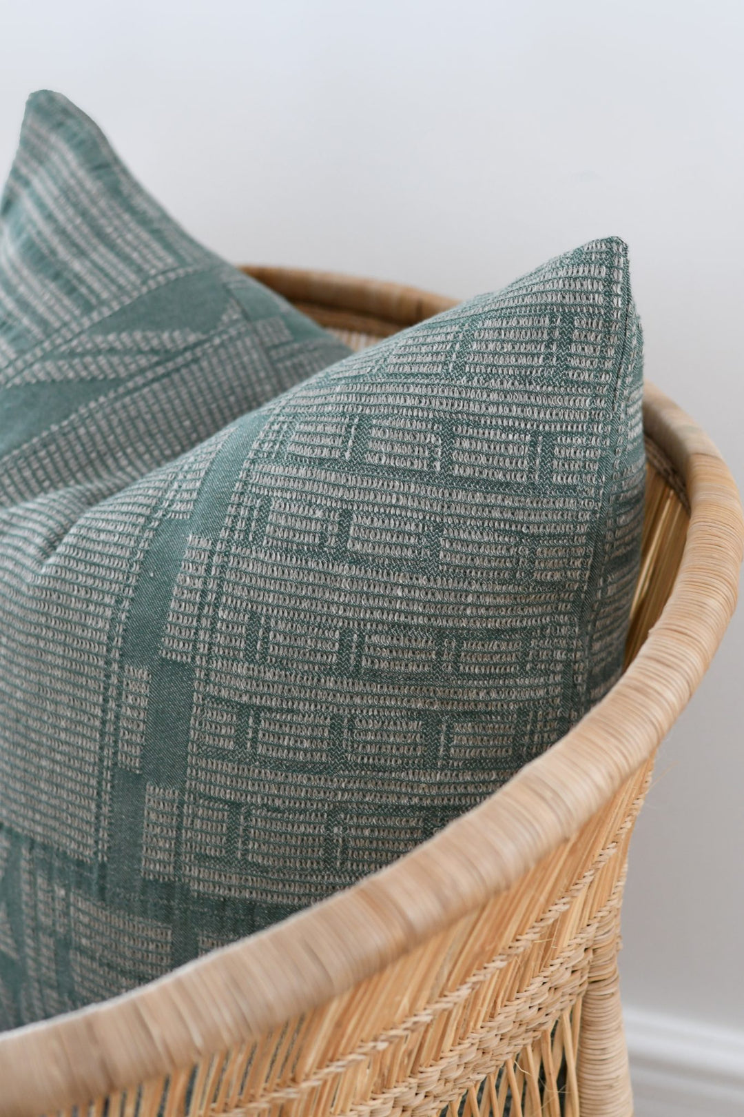 Cotton & Linen Bogolan Pillow - Forest Green