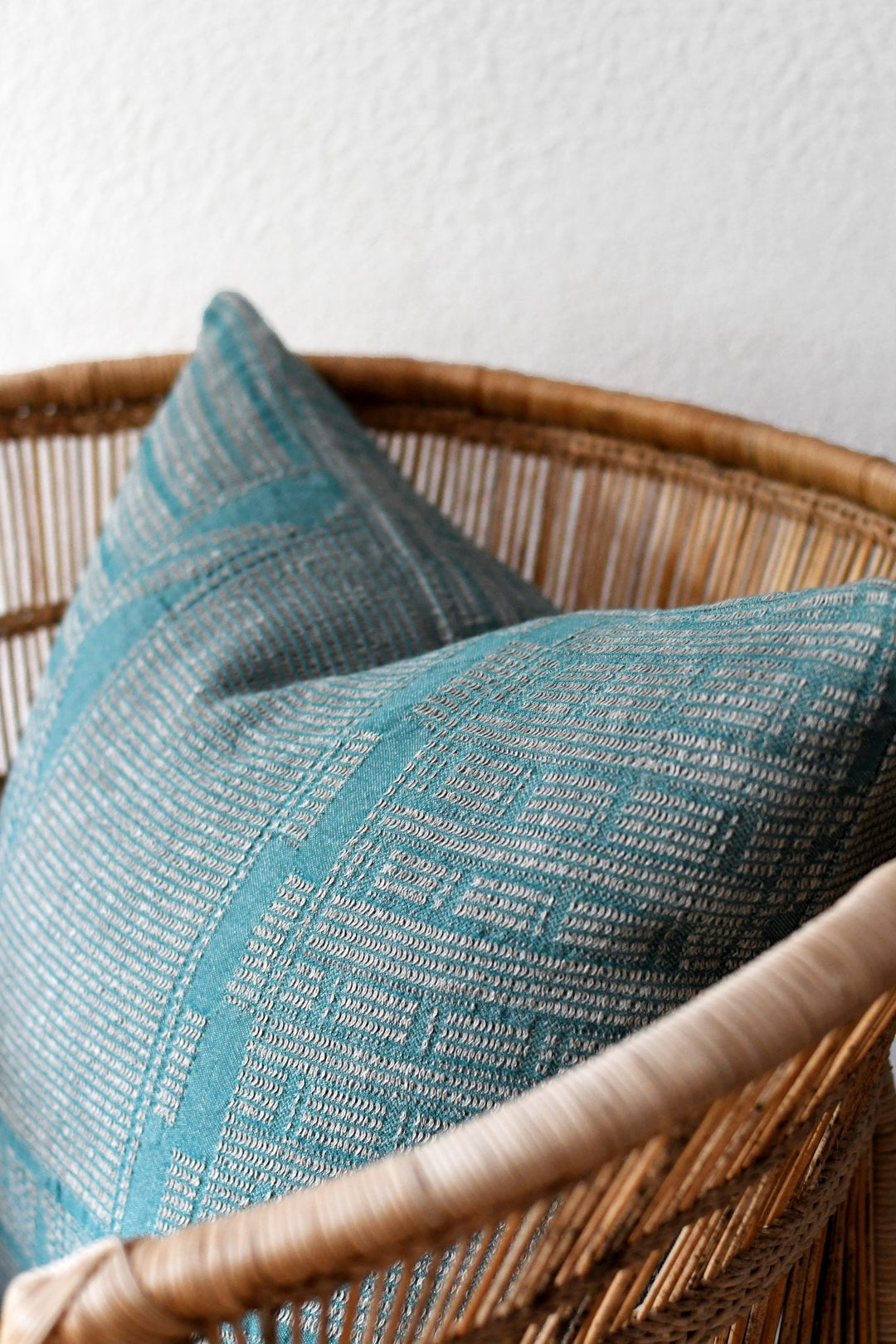 Cotton & Linen Bogolan Cushion - Teal
