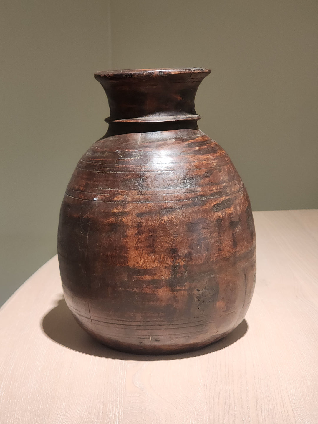 Dark Honey Wood Vase