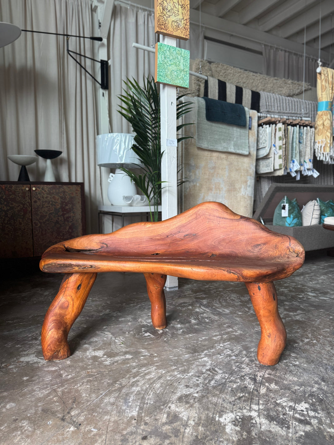 Hardwood carved bench