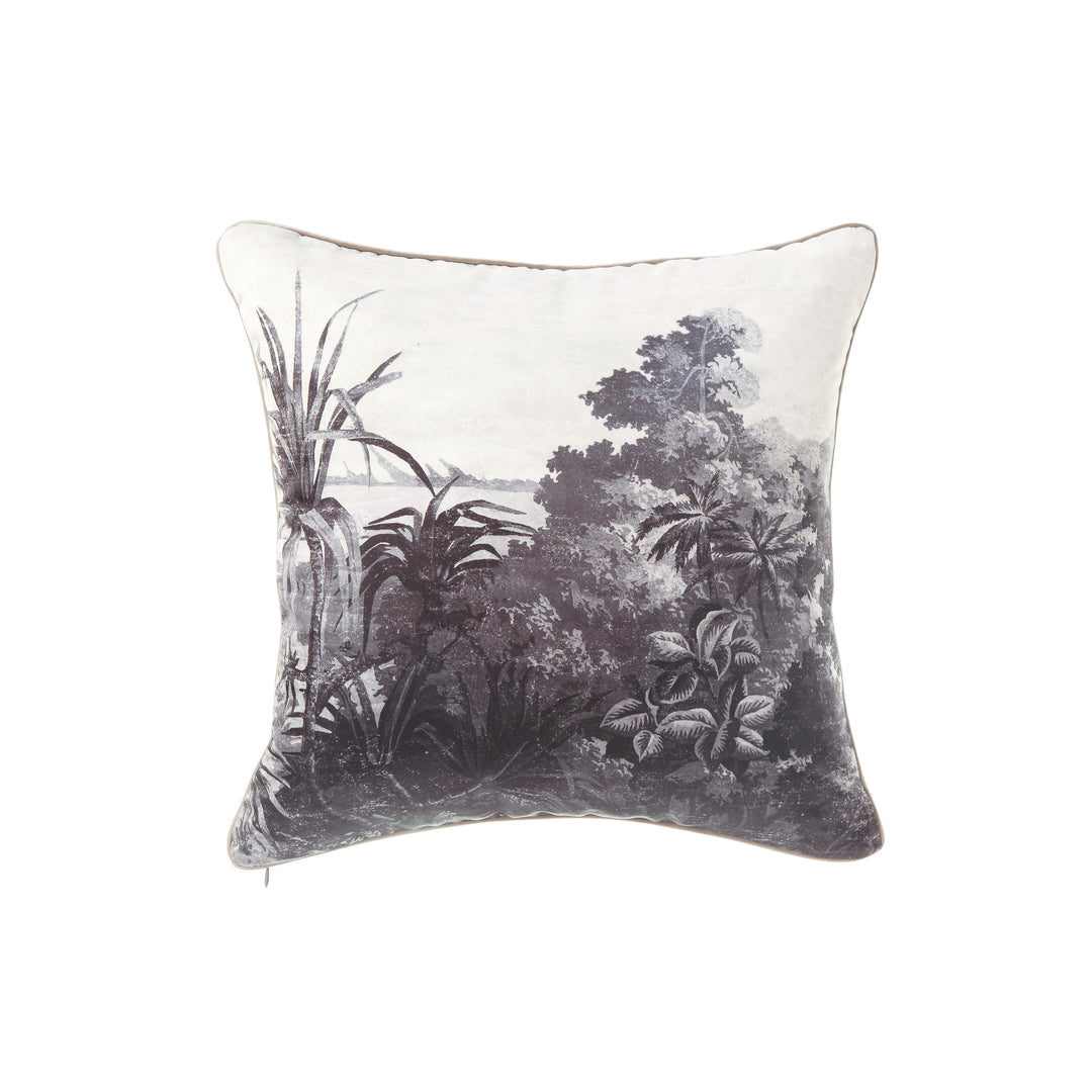 Black & White Tropical Landscape Pillow