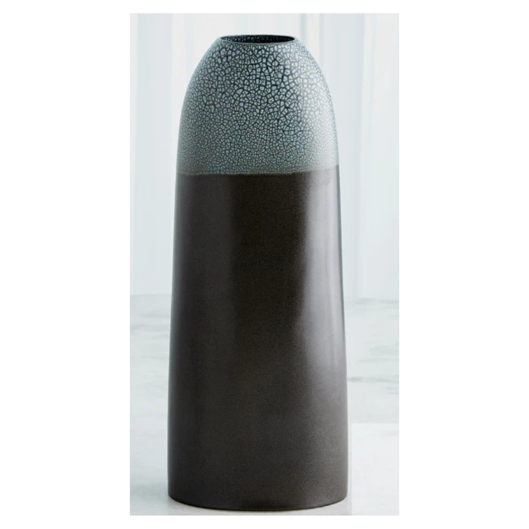 Ceramic Metallic and Blue Vase, Large