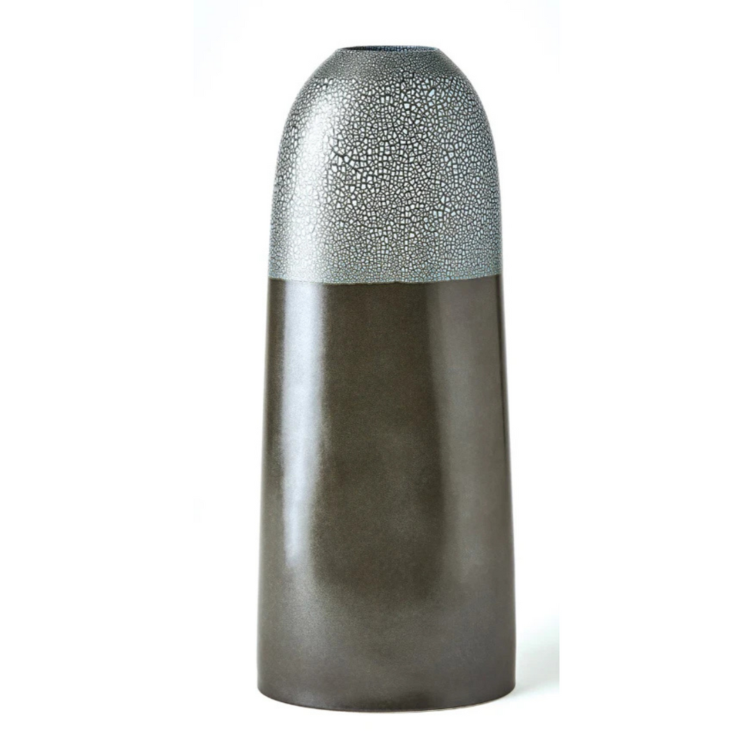 Ceramic Metallic and Blue Vase,  Small