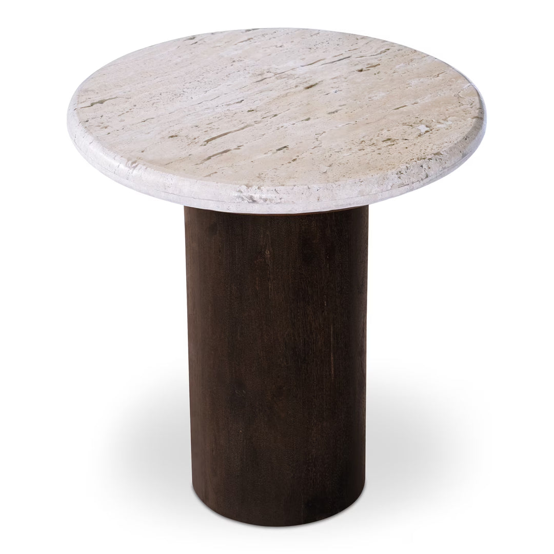LANDON TRAVERTINE & WOOD ACCENT TABLE