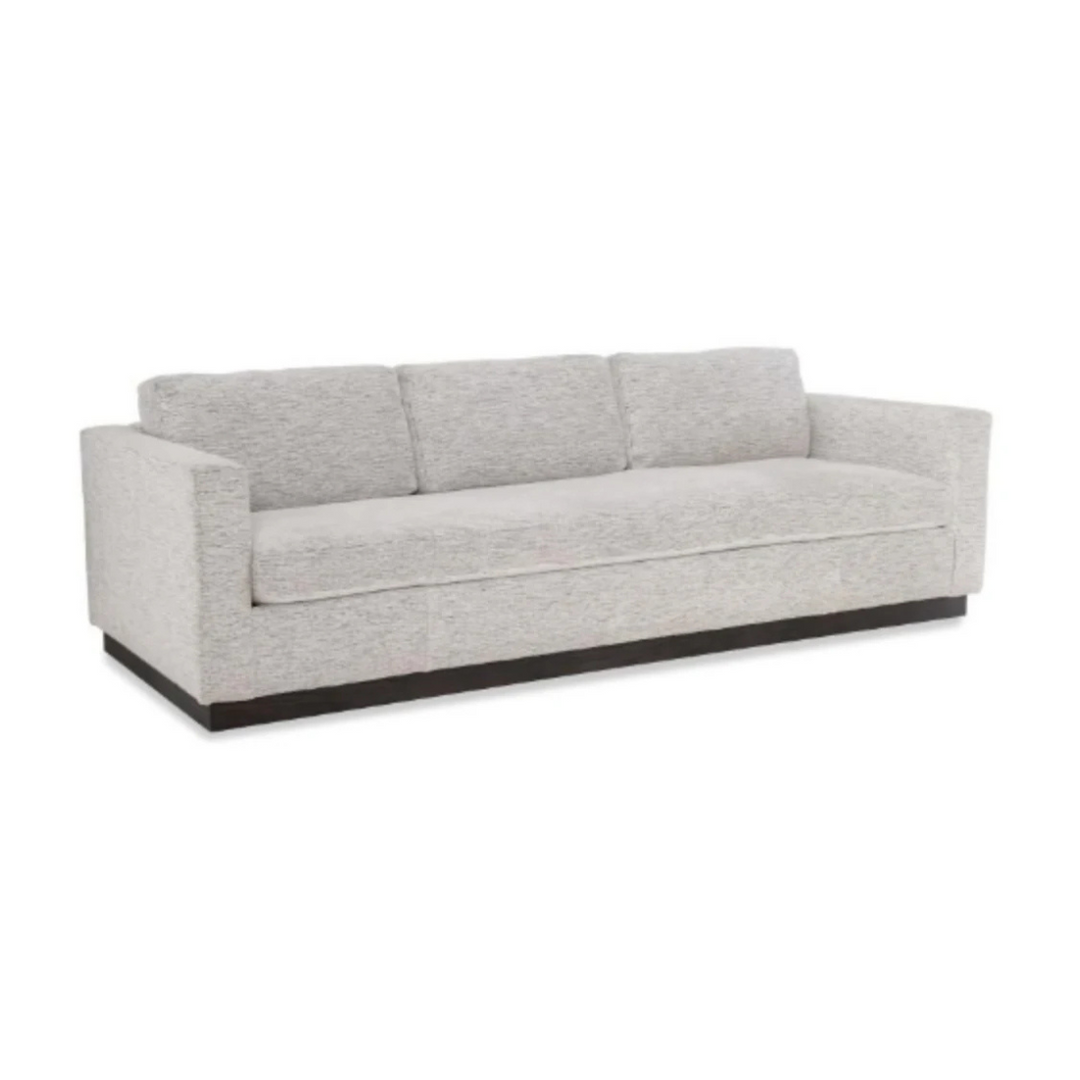 Basin Pewter Sofa on Wood Base
