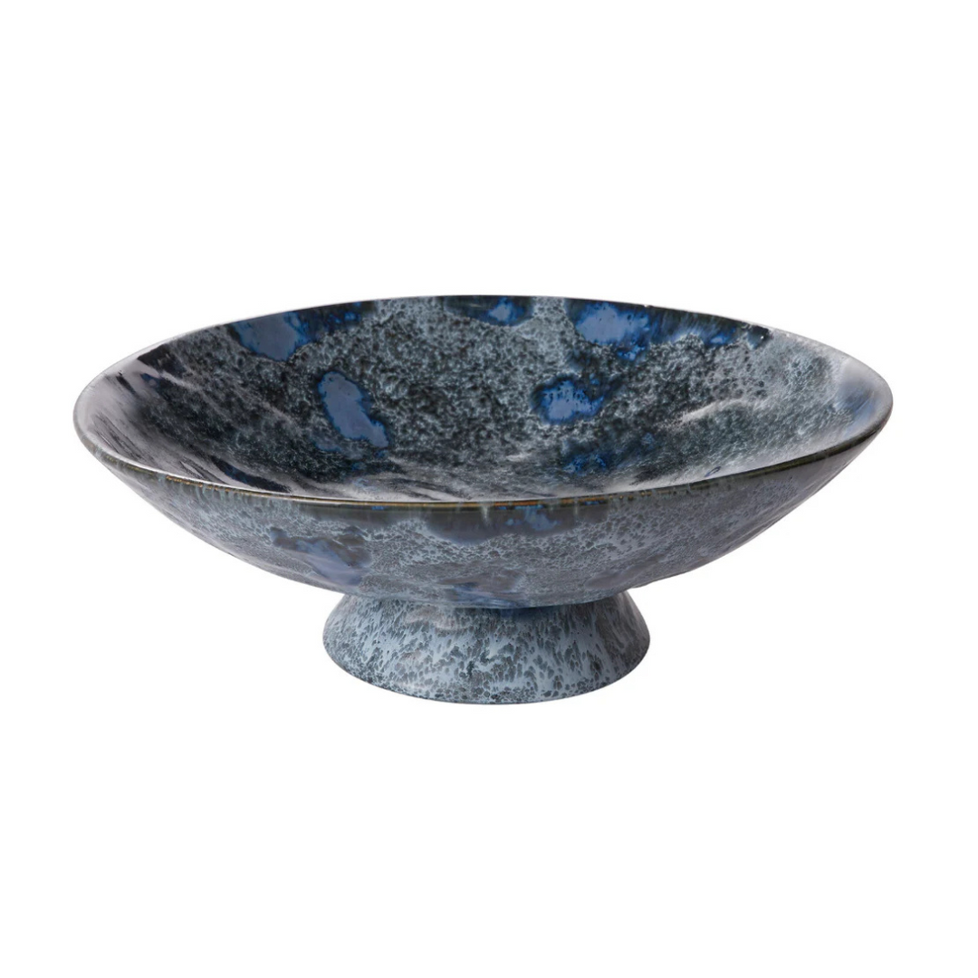 Blue Reactive Stoneware Serving Bowl