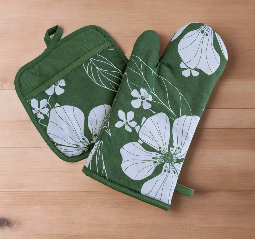 Hibiscus Oven Mitt & Potholder Set