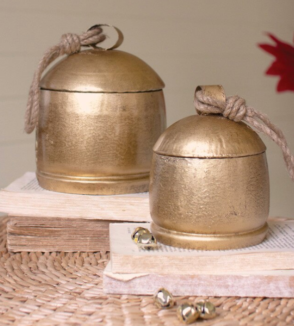 SET OF TWO CHRISTMAS BELL CANISTERS