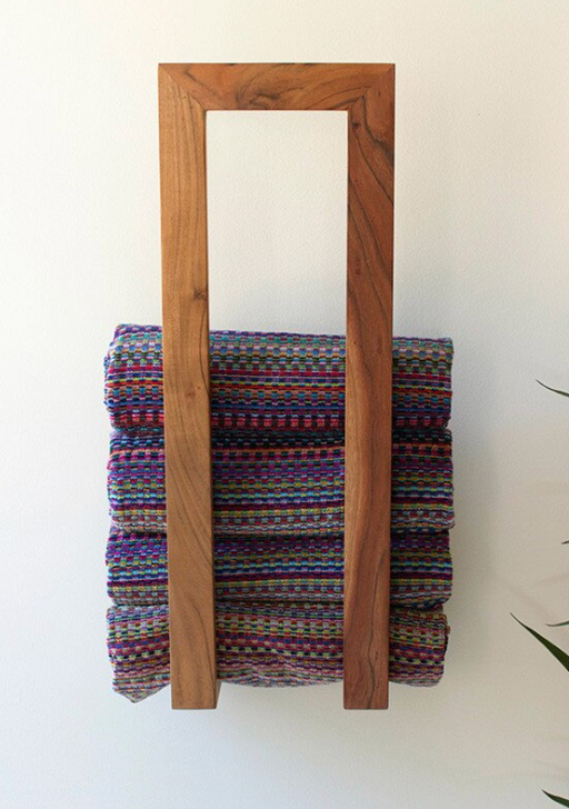 WOODEN WALL TOWEL RACK