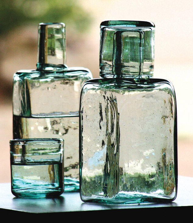 BEDSIDE WATER CARAFE AND DRINKING GLASS