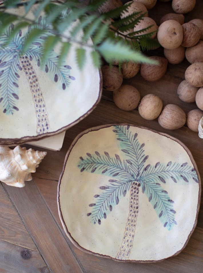 STONEWARE PLATE - PALM TREE
