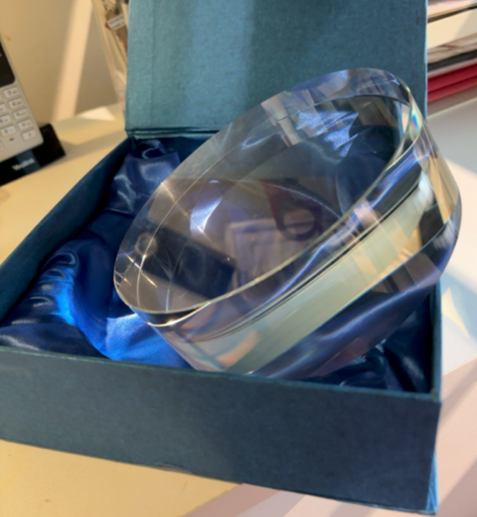 Modern Optical Crystal Freeform Sculpture with Presentation Box