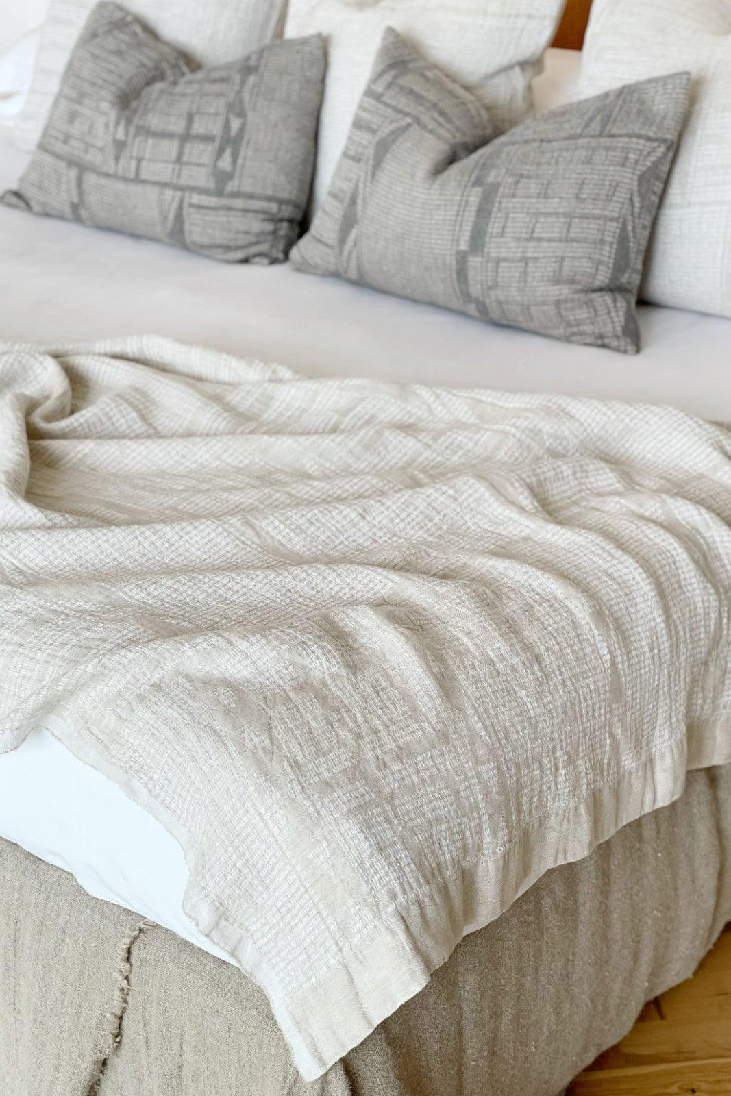 Bogolan Bed Throw White Sand