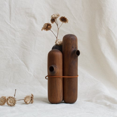 Wood + Pourous Stone Vase