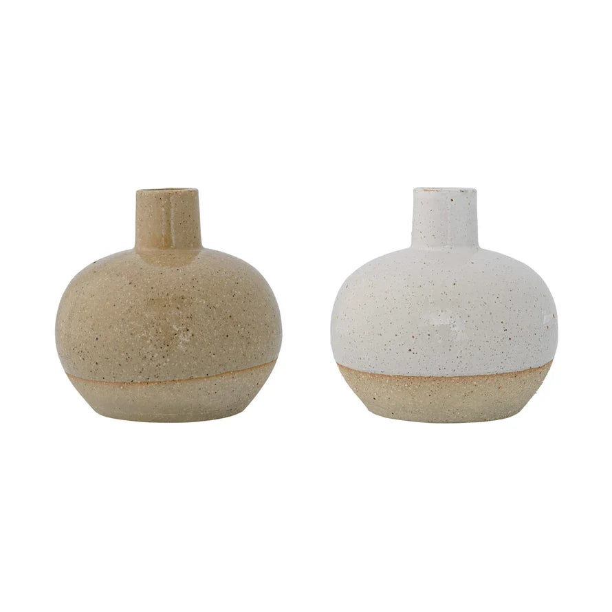 Stoneware Vase with Sand Finish, 2 Colors