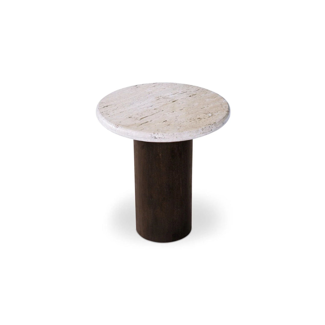 LANDON TRAVERTINE & WOOD ACCENT TABLE