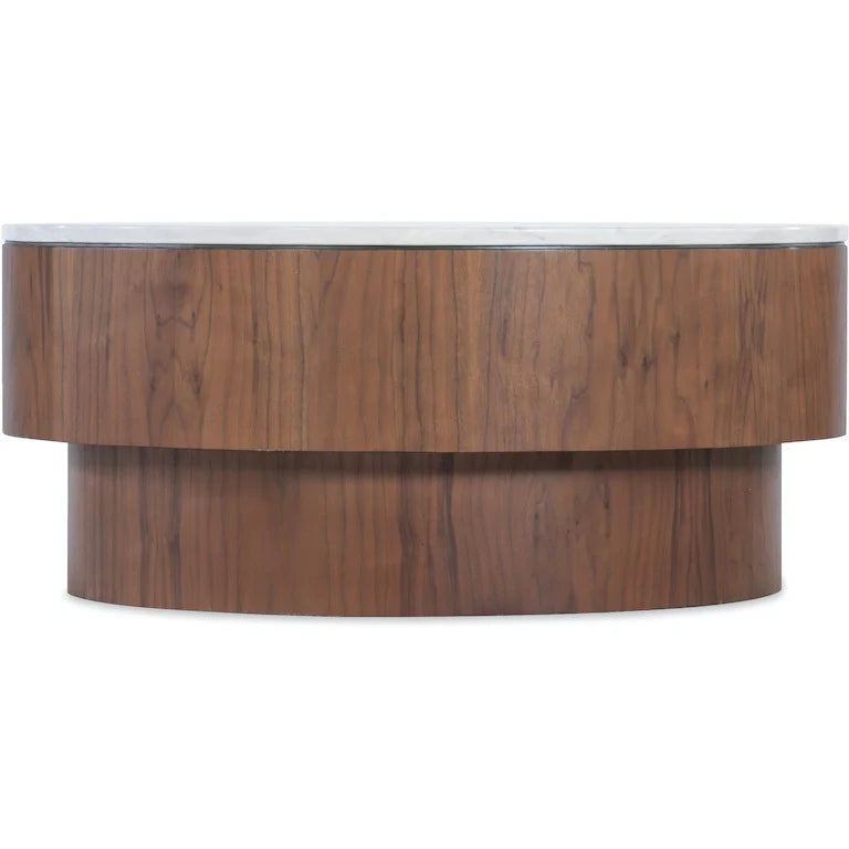 Vana Wood Round Coffee Table with Marble Top