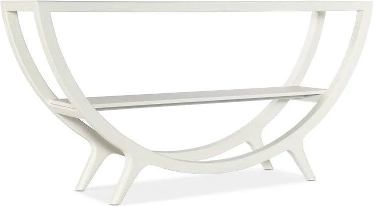 Midcentury Modern Glass top White Console Table